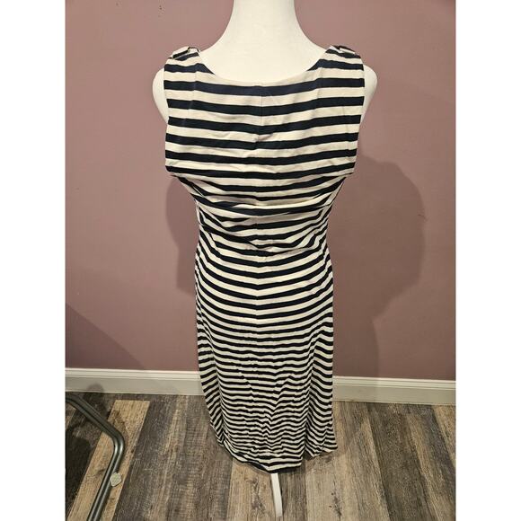 lauren ralph lauren sleeveless Maxi Dress 8 Medium Large navy stripe shelf bra - Picture 9 of 10